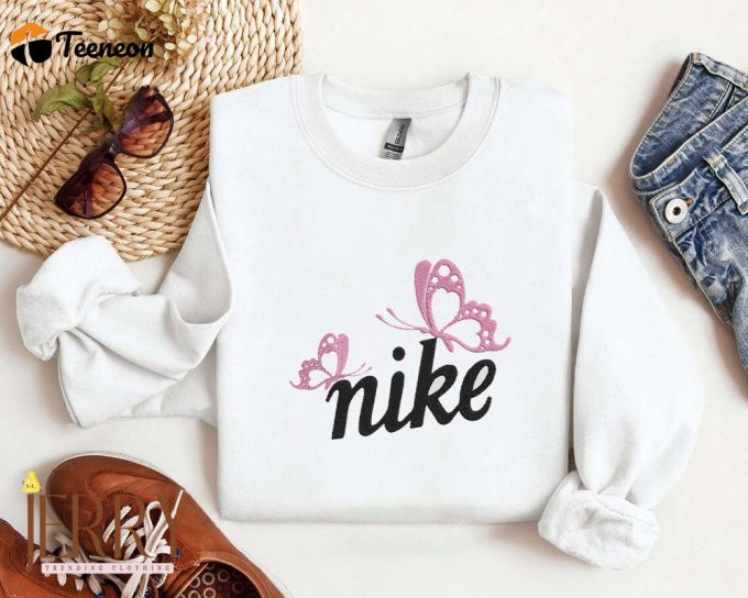 Stylish Swoosh Butterfly Nike Sweatshirt With Embroidered Design 1