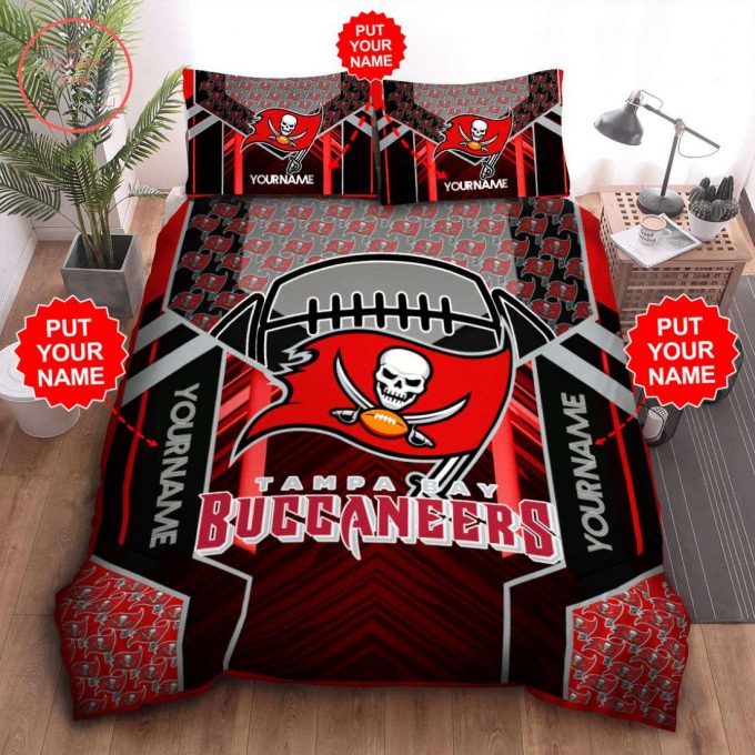 Custom Tampa Bay Buccaneers Bedding Set Gift For Fans: Black Red Gift For Fans 1