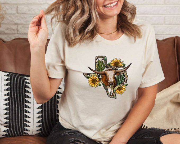 Texas Map Shirt, Texas Shirt, Long Haired Shaggy Cow Shirt, Texas Pride Shirt, Cow Shirt, Cute Cow Shirt, Shaggy Cow Shirt, Cow Gift Tee