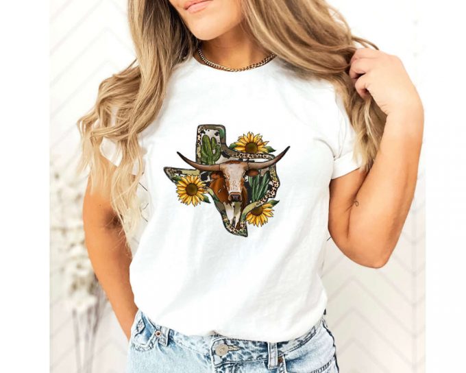 Texas Map Shirt, Texas Shirt, Long Haired Shaggy Cow Shirt, Texas Pride Shirt, Cow Shirt, Cute Cow Shirt, Shaggy Cow Shirt, Cow Gift Tee