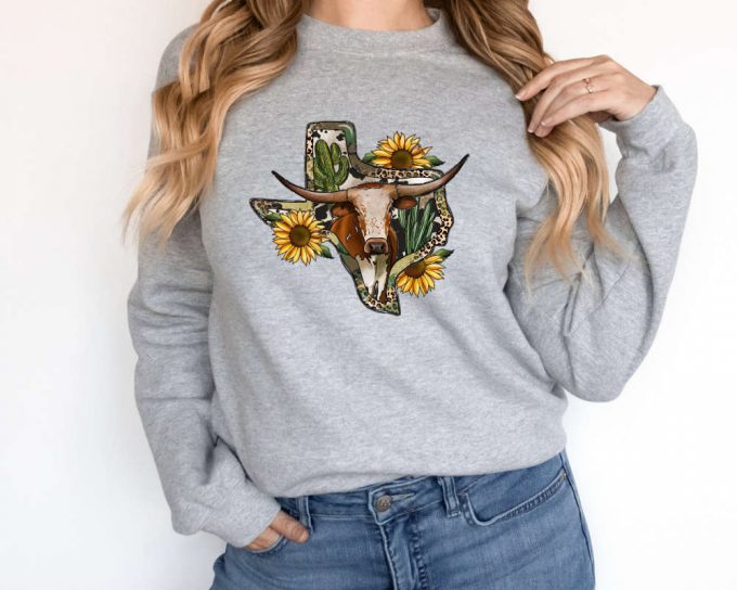 Texas Map Sweatshirt, Texas Sweater, Long Haired Shaggy Cow Sweater, Texas Pride Sweater, Cow Sweatshirt,Cute Cow Sweater,Shaggy Cow Sweater 3