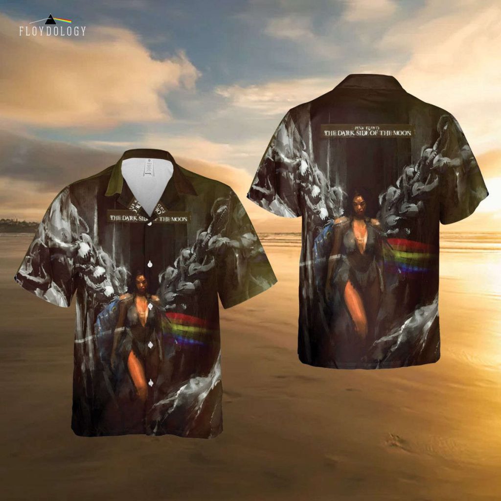 The Dark Side Of The Moon Lady Illustration Pink Floyd Hawaiian Shirt 5