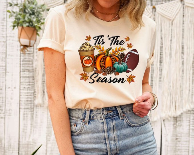 Tis The Season Shirt, Football Shirt, Fall Pumpkin Shirt, Football Shirts For Women, Women Fall Tees, Fall Season Shirts, Cute Pumpkin Shirt 2