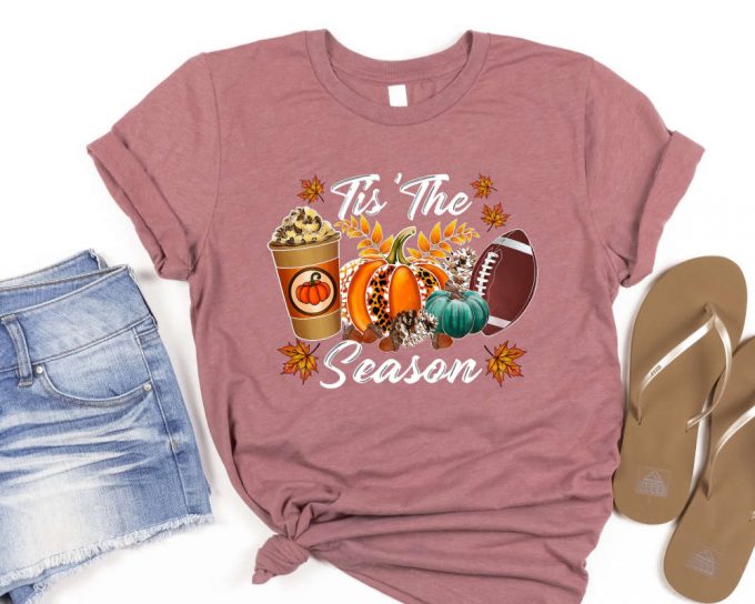 Tis The Season Shirt, Football Shirt, Fall Pumpkin Shirt, Football Shirts For Women, Women Fall Tees, Fall Season Shirts, Cute Pumpkin Shirt 4