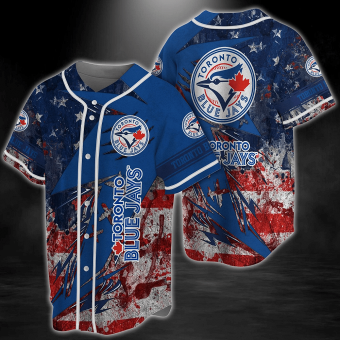 Toronto Blue Jays Mlb Baseball Jersey Shirt With Us Flag Design 2