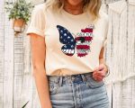 USA Butterfly Shirt, Gift For 4th Of July Shirt, Patriotic Butterfly Shirt, Patriotic Butterfly Shirt, Independence Day Shirt, Floral Tee