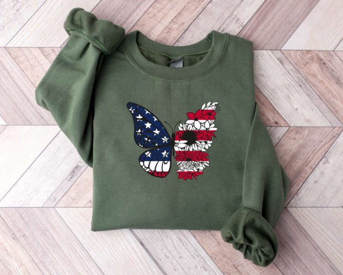 Usa Butterfly Sweatshirt, Gift For 4Th Of July Sweater, Patriotic Butterfly Sweater, Patriotic Butterfly Sweater, Independence Day Sweater 2