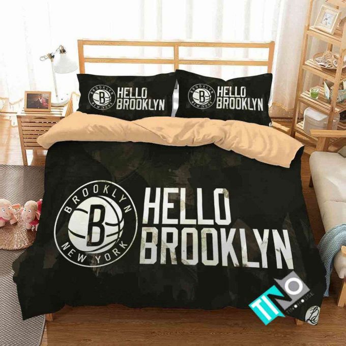 Brooklyn Nets V6 Logo Bedding Set Gift For Fans: Perfect Gift For Fans With Duvet Cover &Amp;Amp; Pillow Cases 1