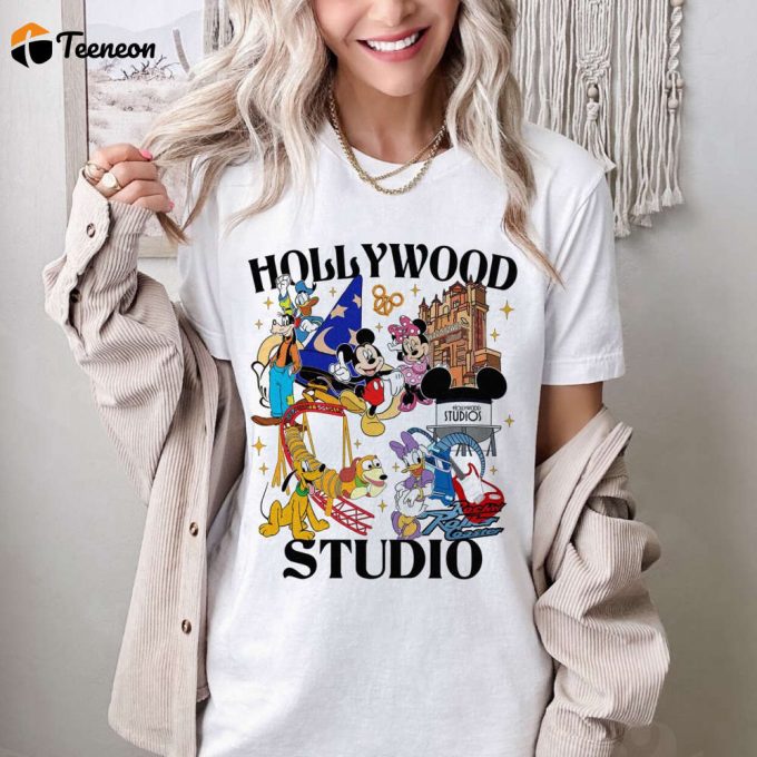 Vintage Hollywood Studios Mickey And Friends T-Shirt, Donald Goofy Pluto Minnie Daisy Tee, Walt Disneyworld Resort Family 2024 Trip 1