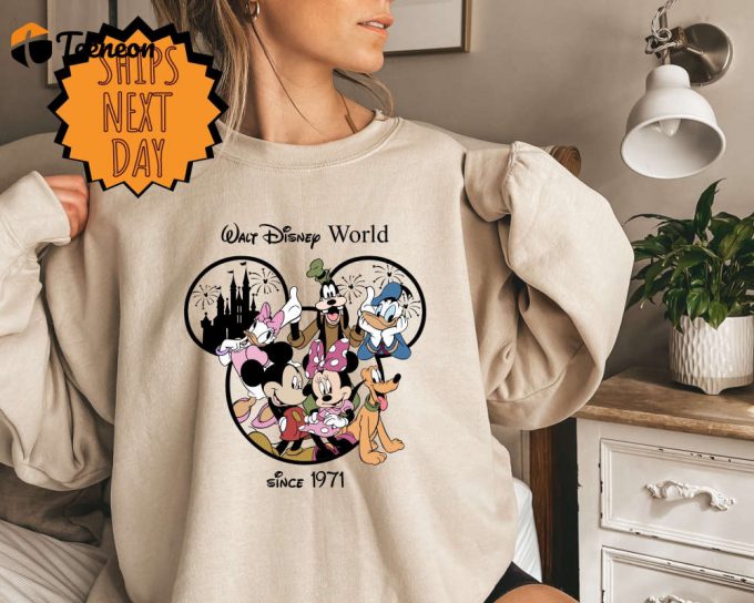 Vintage Walt Disney World Est 1971 Sweatshirt - Mickey &Amp;Amp; Friends Matching Family Sweater 1