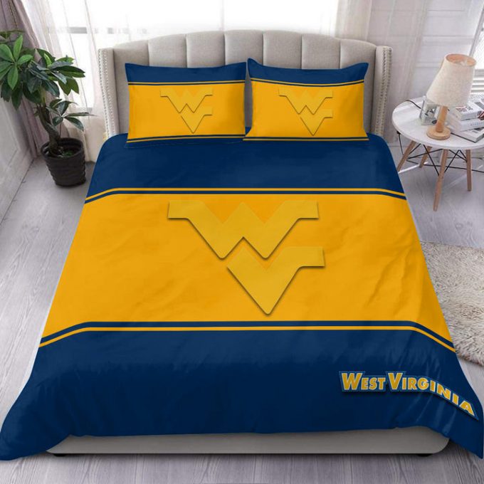 Gold Blue Bedding Set Gift For Fans: Perfect West Virginia Mountaineers Gift For Fans - V2 1