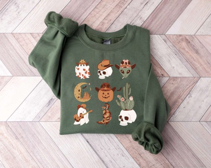 Western Halloween Sweatshirt, Halloween Sweater, Halloween Doodles Sweater, Western Sweater, Country Halloween Sweater, Fall Sweater 2