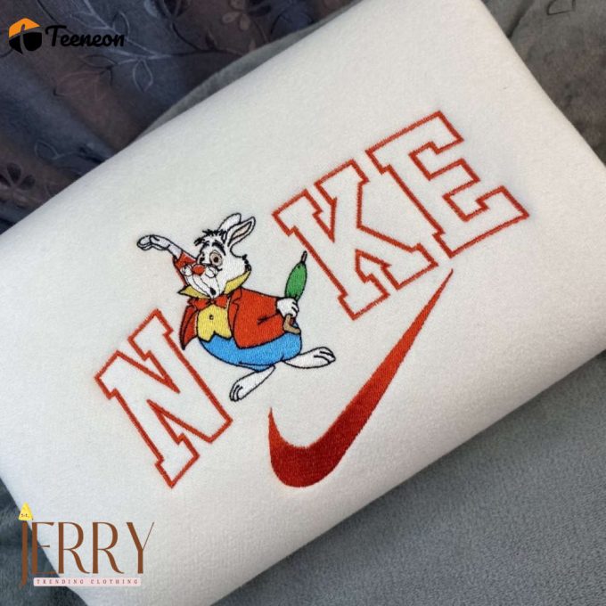 Disney Nike White Rabbit Alice In Wonderland Embroidered Sweatshirt 1