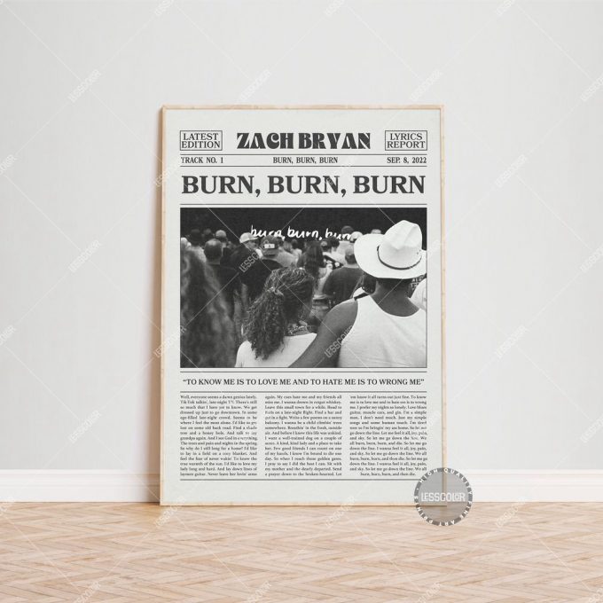 Zach Bryan Retro Print, Burn, Burn, Burn Poster For Home Decor Gift, Lyrics Print, Zach Bryan Poster For Home Decor Gift 2