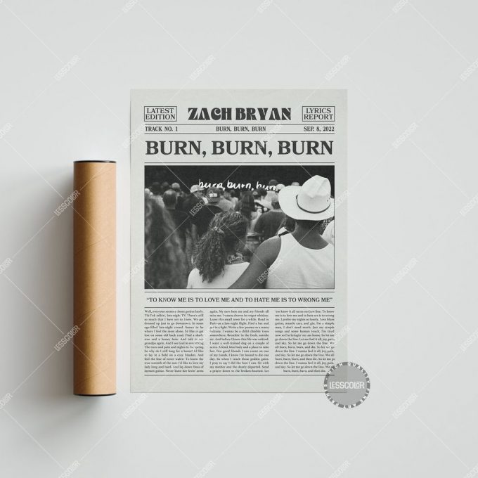 Zach Bryan Retro Print, Burn, Burn, Burn Poster For Home Decor Gift, Lyrics Print, Zach Bryan Poster For Home Decor Gift 3