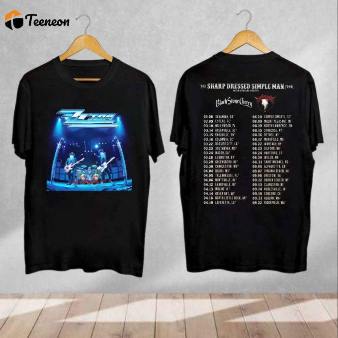 Zz Top &Amp;Amp; Lynyrd Skynyrd Tour 2024 Shirt: Sharp Dressed Simple Man Merch 1