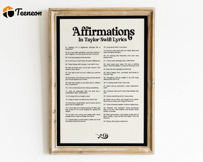 Affirmations In Taylor Lyrics Taylor Poster For Home Decor Gift 1