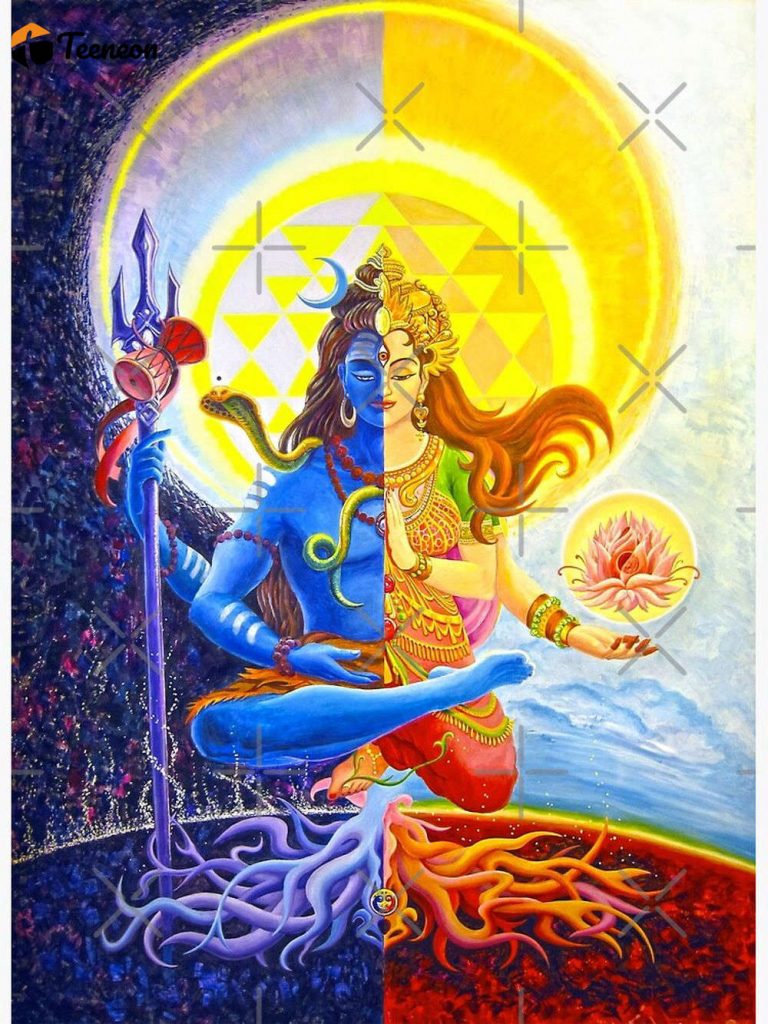 Ardhanarishvara Shiva Shakti God Goddess Halfman Halfwoman Premium Matte Vertical Poster For Home Decor Gift 3