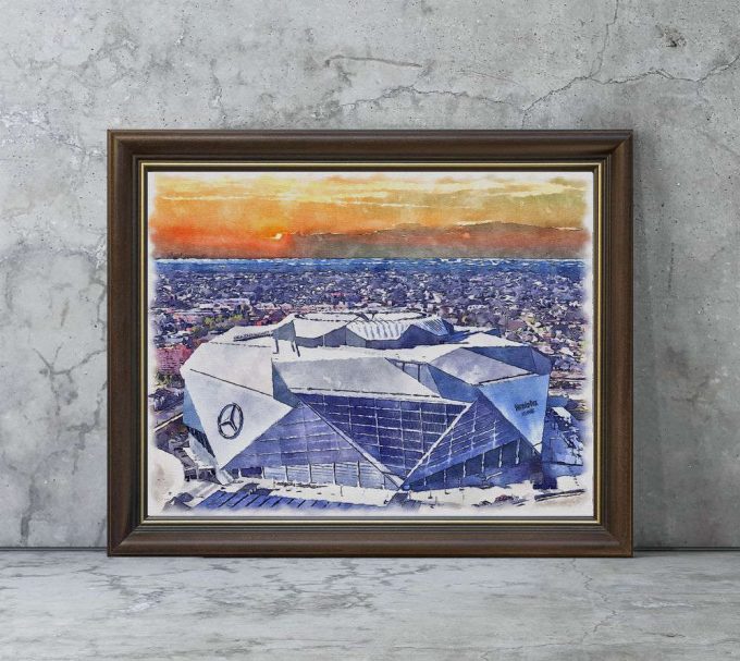 Atlanta Falcons - Mercedes-Benz Stadium Watercolor Poster For Home Decor Gift 3