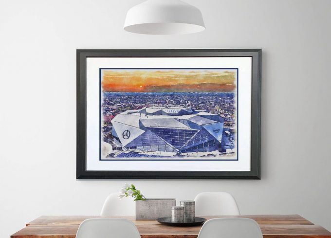 Atlanta Falcons - Mercedes-Benz Stadium Watercolor Poster For Home Decor Gift 4