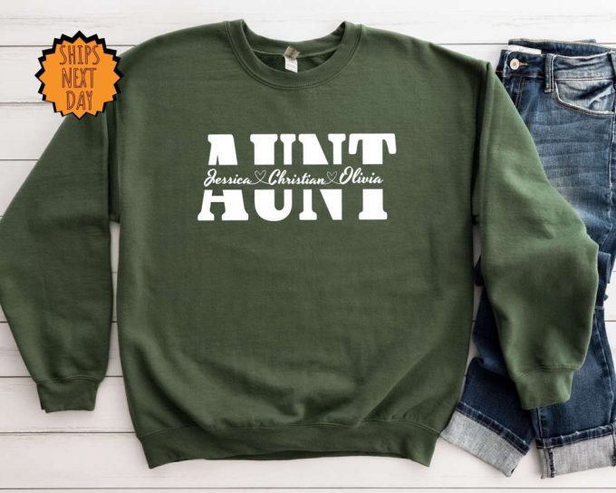 Aunt Custom Sweatshirt, Custom Gift Hoodie, Aunt Shirt, Aunt Gift Shirt, Matching Aunt Shirt, New Aunt Family Gift Sweater, Aunt Sweatshirt 5