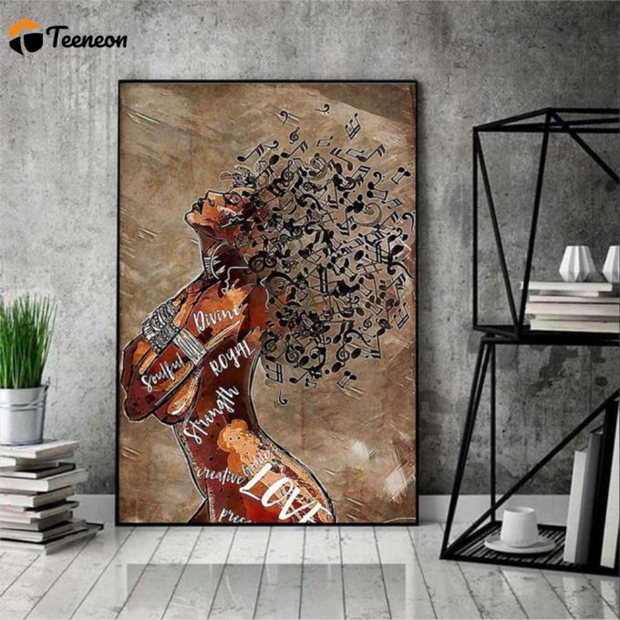 Black Woman Portrait Afro Girl Music And Wine Poster For Home Decor Gift For Home Decor Gift 1