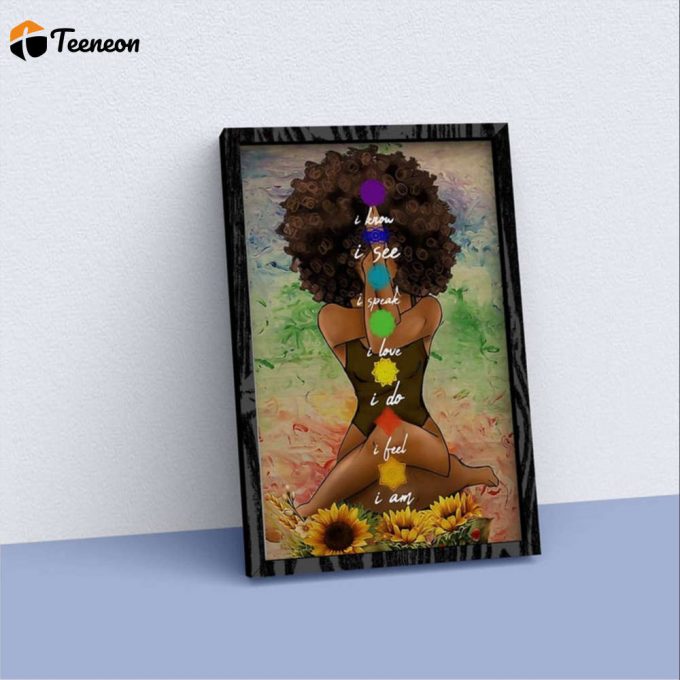 Black Woman Portrait Afro Queen Yoga Art Yoga Lover African American Woman Poster For Home Decor Gift For Home Decor Gift