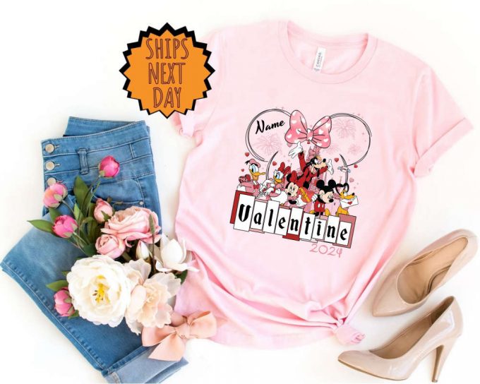 Custom Disneyland Castle Mickey And Friends Valentine Shirt, Disney Custom Couple Valentine Shirt, Disneyland Valentine Couple Gift Shirt 3