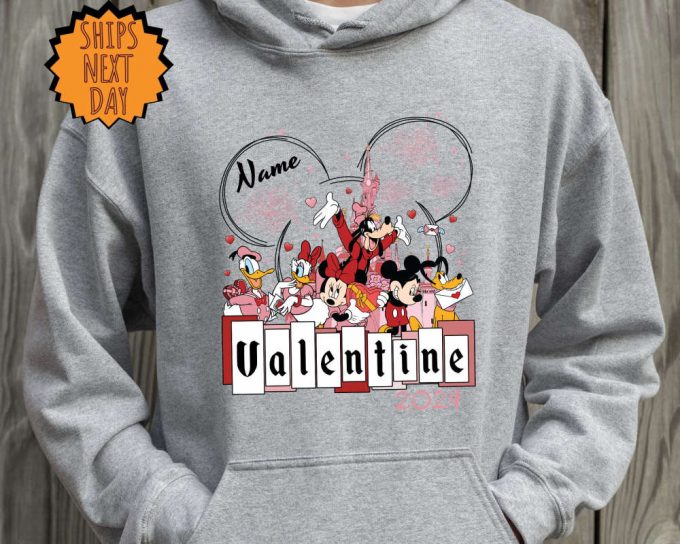 Custom Disneyland Castle Mickey And Friends Valentine Sweatshirt, Disney Custom Couple Valentine Hoodie, Disneyland Valentine Couple Shirt 2
