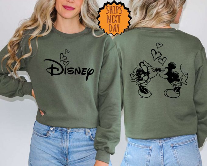 Disney Mickey And Minnie Valentine Sweatshirt ,Disney Couple Two Sided Hoodie, Disneyland Valentine Sweater, Disney Valentine Heart Love Tee 2