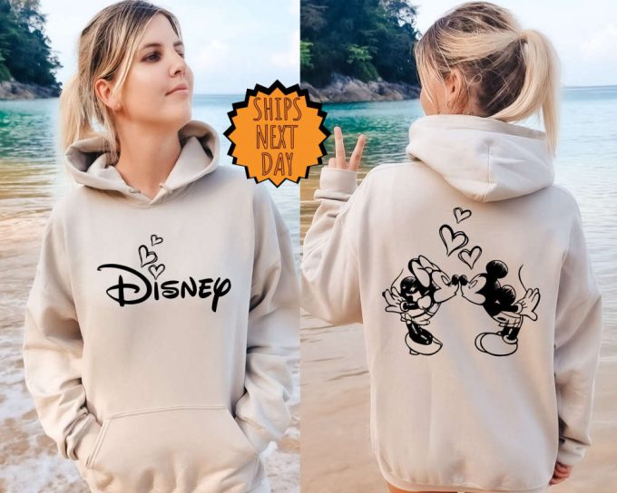 Disney Mickey And Minnie Valentine Sweatshirt ,Disney Couple Two Sided Hoodie, Disneyland Valentine Sweater, Disney Valentine Heart Love Tee 3