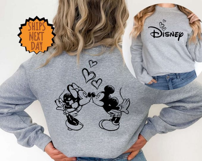 Disney Mickey And Minnie Valentine Sweatshirt ,Disney Couple Two Sided Hoodie, Disneyland Valentine Sweater, Disney Valentine Heart Love Tee 5