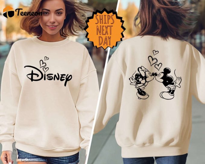 Disney Mickey And Minnie Valentine Sweatshirt ,Disney Couple Two Sided Hoodie, Disneyland Valentine Sweater, Disney Valentine Heart Love Tee 1