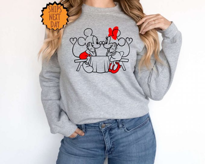 Disney Mickey And Minnie Valentines Day Sweatshirt, Cute Love Table Hoodie, Mickey Minnie Heart Shirt, Disney Valentine Love Gift Sweatshirt