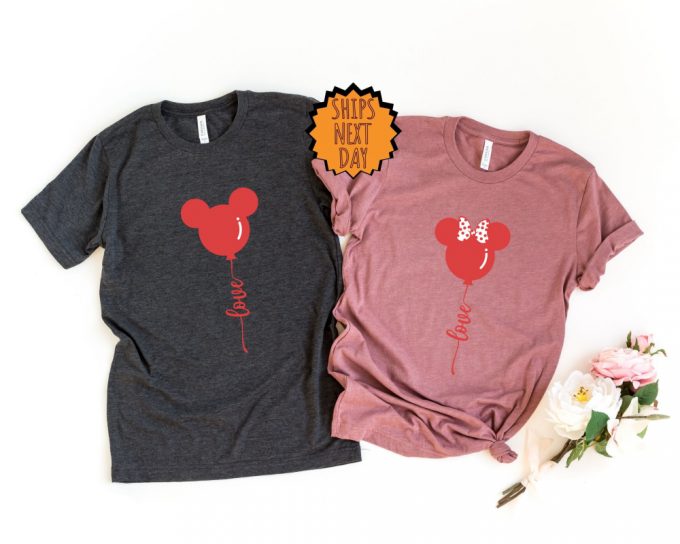 Disney Minnie And Mickey Love Balloons Shirt, Valentine Minnie Minnie Love Shirt, Couple Matching Love Shirt, Disney Valentine Trip Shirt