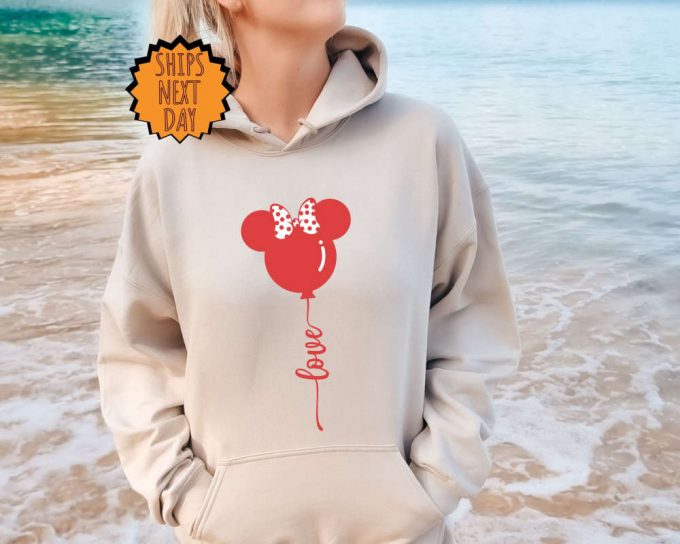 Disney Minnie And Mickey Love Balloons Sweatshirt, Valentine Minnie Minnie Love Hoodie, Couple Matching Hoodie, Disney Valentine Trip Shirt 4