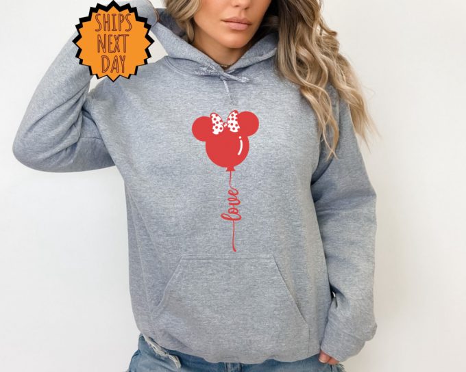 Disney Minnie And Mickey Love Balloons Sweatshirt, Valentine Minnie Minnie Love Hoodie, Couple Matching Hoodie, Disney Valentine Trip Shirt 5