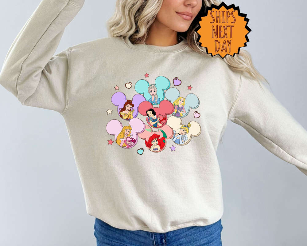 Disney Princess Sweatshirt, Disney Vacation Hoodie ,Disney Valentine Princess Shirt, Princess Gift, Disney Girl Trip, Princess Heart Shirts 409