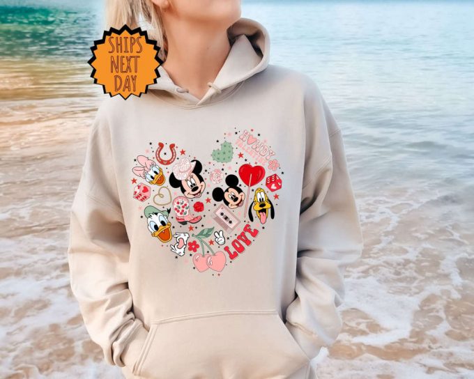 Disney Valentine Heart Sweatshirt, Mickey And Minnie Friends Valentine'S Day Hoodie ,Valentines Day Gift, Disney Love Shirt, Disney Sweater 2