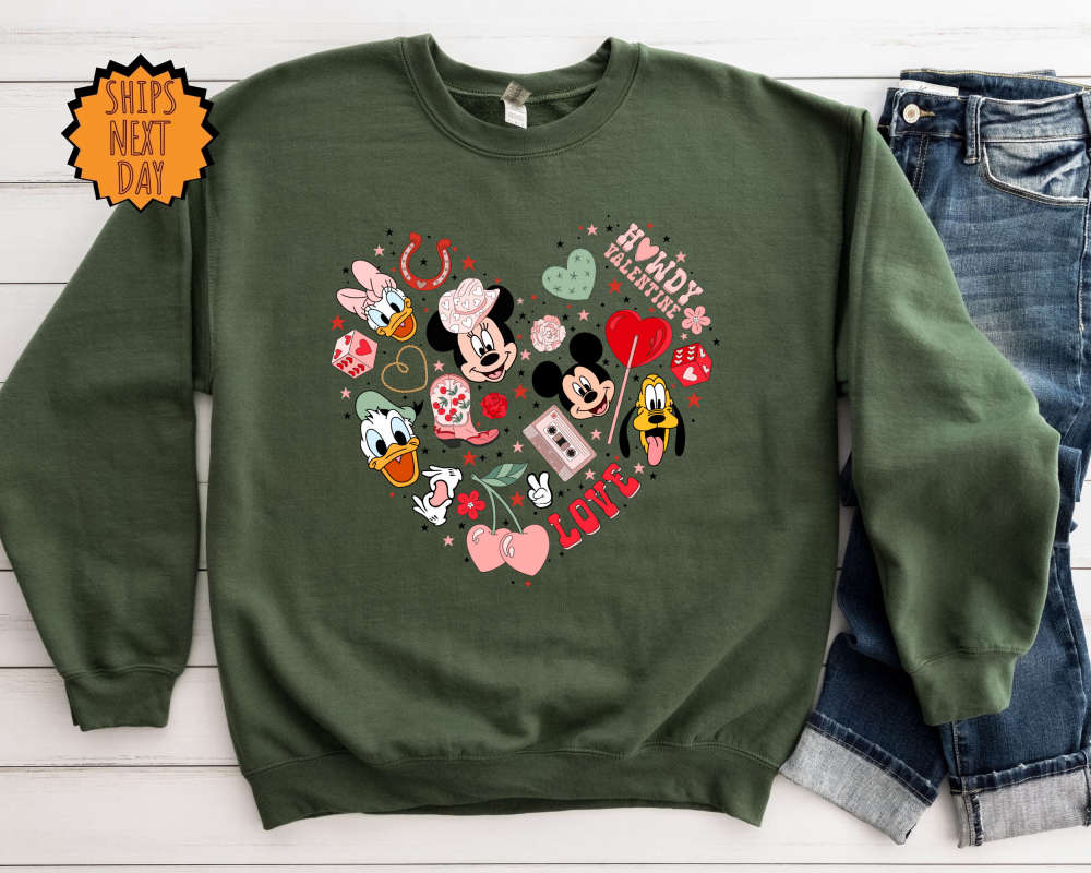 Disney Valentine Heart Sweatshirt, Mickey And Minnie Friends Valentine's Day Hoodie ,Valentines Day Gift, Disney Love Shirt, Disney Sweater 235