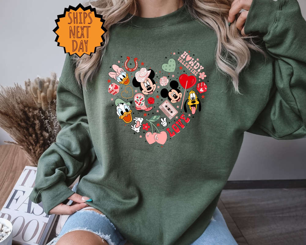 Disney Valentine Heart Sweatshirt, Mickey And Minnie Friends Valentine's Day Hoodie ,Valentines Day Gift, Disney Love Shirt, Disney Sweater 237