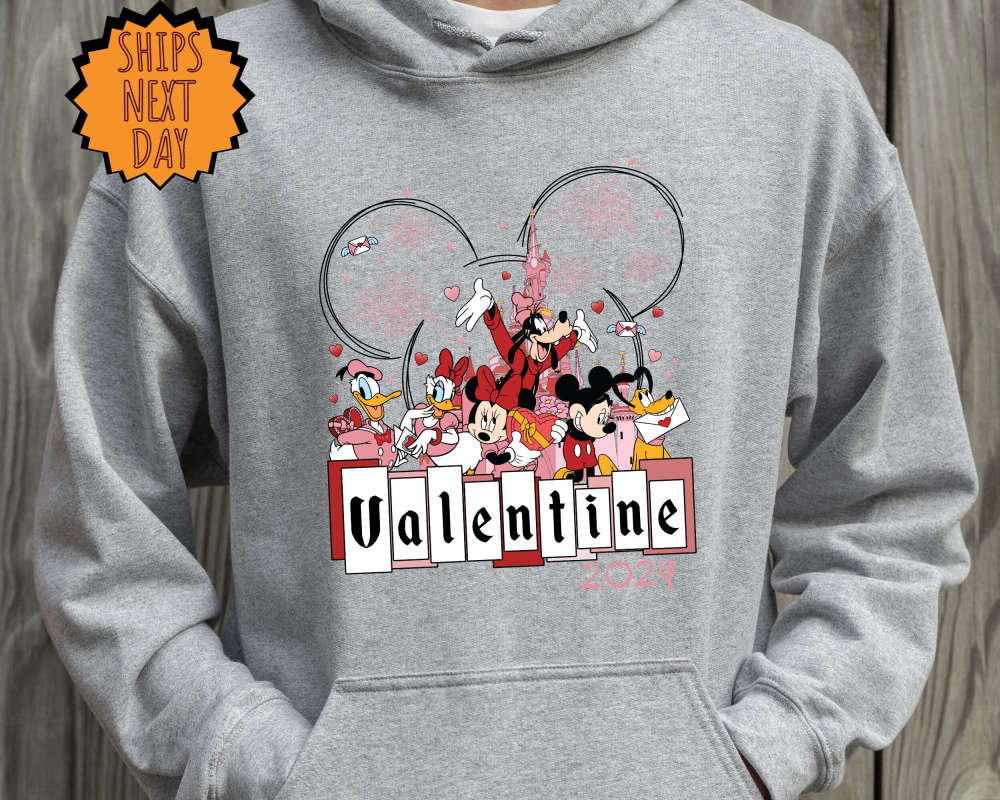 Disneyland Castle Mickey And Friends Valentine Sweatshirt, Disneyland Couple Valentine Hoodie, Disneyland Couple Shirt ,Valentine Gift Shirt 33