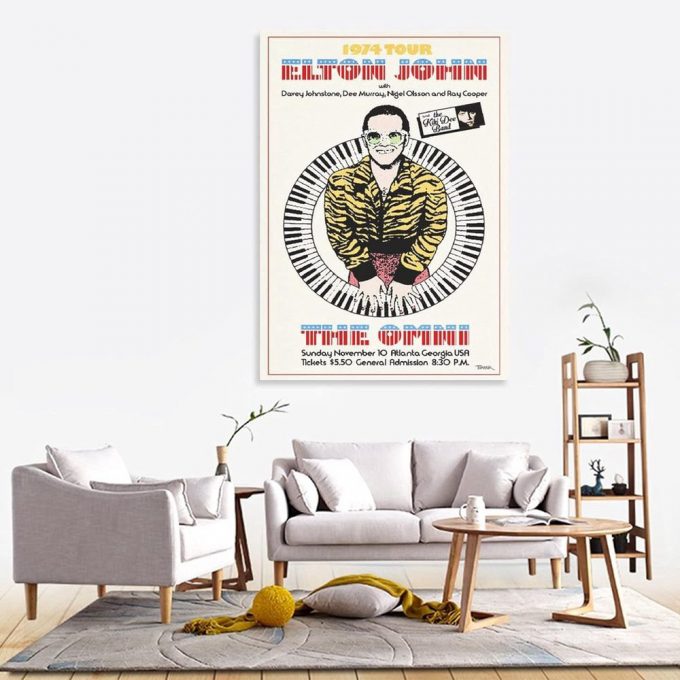 Elton John 1974 Concert Poster For Home Decor Gift, Bedroom Decor 2