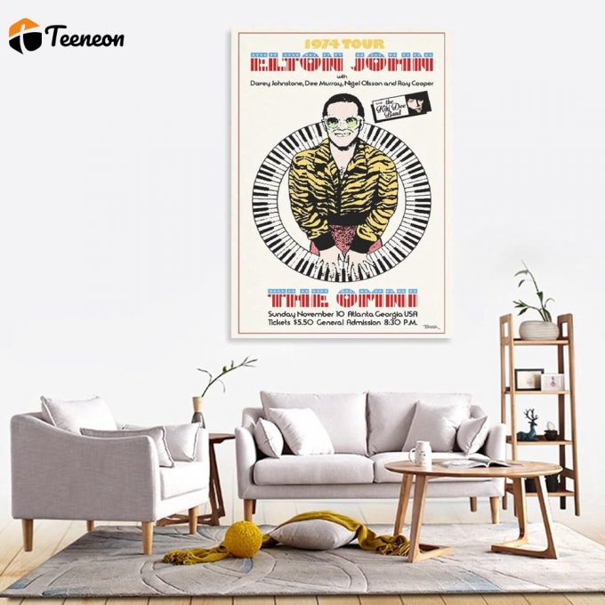 Elton John 1974 Concert Poster For Home Decor Gift, Bedroom Decor 1