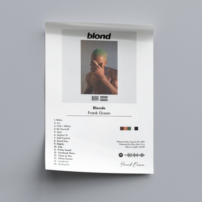 Frank Ocean Poster For Home Decor Gift | Frank Ocean Blonde Poster For Home Decor Gift