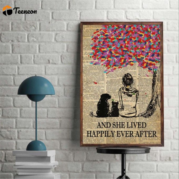 Girl And Dogs And She Lived Happily Ever After Poster For Home Decor Gift For Home Decor Gift 1