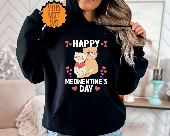 Happy Meowentine'S Day Cat Sweatshirt, Cat Lover Valentine Sweatshirt, Valentines Day Hoodie, Funny Valentines Day Sweater, Cat Gift Shirt 3