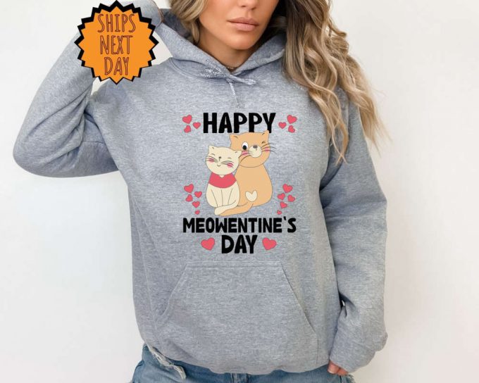 Happy Meowentine'S Day Cat Sweatshirt, Cat Lover Valentine Sweatshirt, Valentines Day Hoodie, Funny Valentines Day Sweater, Cat Gift Shirt 4