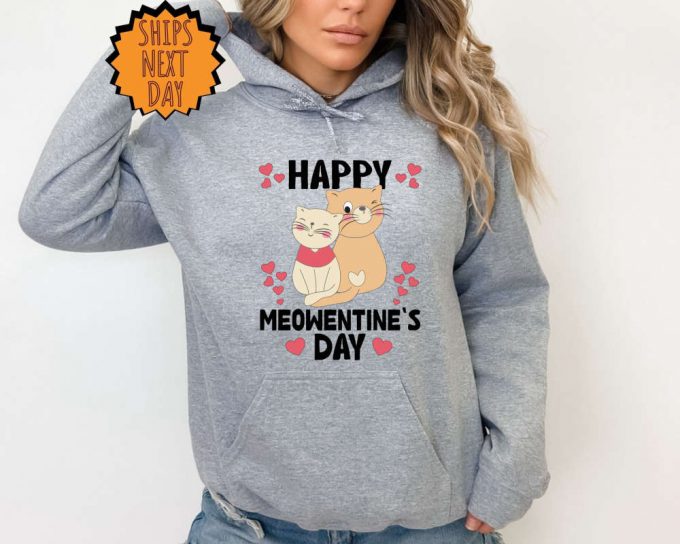 Happy Meowentine’S Day Cat Sweatshirt, Cat Lover Valentine Sweatshirt, Valentines Day Hoodie, Funny Valentines Day Sweater, Cat Gift Shirt