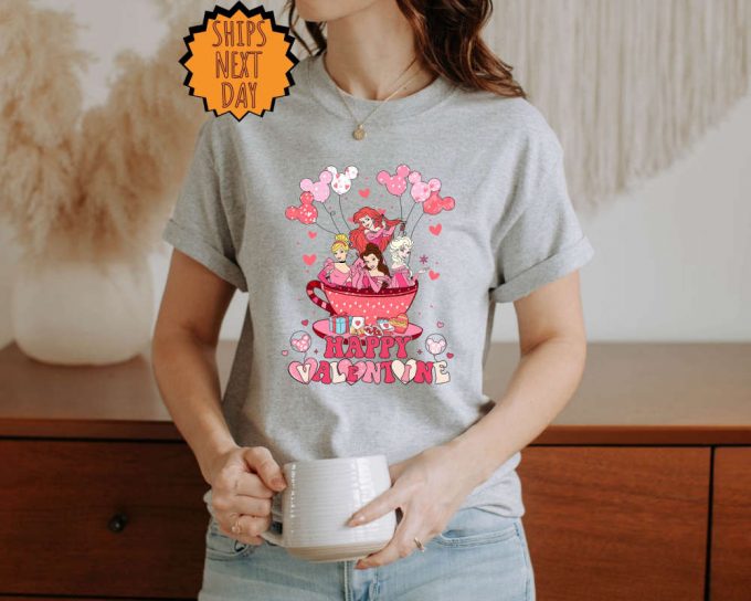 Happy Valentine Disney Princess Shirt, Happy Valentine Princess Team Shirt ,Disney Tea Cup Shirt, Disney Princess Valentine'S Gift Shirt 4